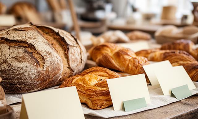 Fresh bread and handwritten order notes on a bakery counter in Hertfordshire